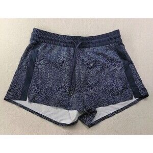 Athleta Woodblock Texture Navy Baja Short Women 8 Performance Stretch Comfort 4"